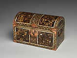 Coffer in Nanban (Southern Barbarian) Style, Gold maki-e and mother-of-pearl inlay on black lacquer; gilt-bronze fittings, Japan