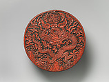 Box with dragon design, Carved red lacquer, China