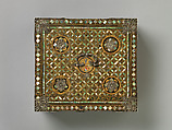 Portable Nanban Box, Lacquered wood with gold, silver hiramaki-e, and mother-of-pearl inlay; silver fittings, Japan