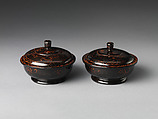 Two Bowls, Black lacquer painted with red lacquer, China