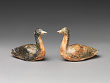 Pair of Ducks, Earthenware painted with colored lacquer, China