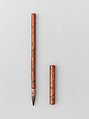 Brush and cover, Carved cinnabar lacquer painted in black and gold, China