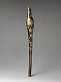 Sword Case (Katana-tsutsu) with Clematis and Checkered Pattern, Lacquered wood with gold and silver hiramaki-e, silver foil application, and mother-of-pearl inlay on black lacquer, Japan