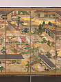 Fifty-Four Scenes from The Tale of Genji, Pair of six-panel folding screens; ink, color, gold, and gold leaf on paper, Japan