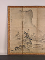 Mountain Landscape, Traditionally attributed to Tenshō Shūbun (Japanese, active 1414–before 1463), Pair of six-panel folding screens; ink and color on paper, Japan
