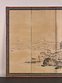 Landscape of the Four Seasons, Unkoku Tōgan (Japanese, 1547–1618), Pair of six-panel folding screens; ink, color, and gold dust on paper, Japan