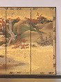 Mountains and Rivers in Autumn, Pair of six-panel folding screens; ink, color, and gold on gilded paper, Japan