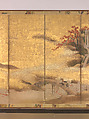 Mountains and Rivers in Autumn, Pair of six-panel folding screens; ink, color, and gold on gilded paper, Japan