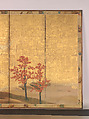 Mountains and Rivers in Autumn, Pair of six-panel folding screens; ink, color, and gold on gilded paper, Japan