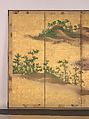 Mountains and Rivers in Autumn, Pair of six-panel folding screens; ink, color, and gold on gilded paper, Japan