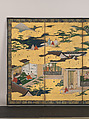 Scenes from the Tales of Ise, Pair of six-panel folding screens; ink, color, and gold on paper, Japan