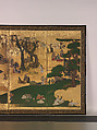 Cherry-Blossom and Maple-Leaf Viewing, Pair of six-panel folding screens; ink, color, and gold on gilded paper, Japan
