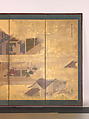 Scenes at the University with Images of the Ancient Sages; Debate and Banquet at the Administration Offices, Pair of six-panel folding screens; ink, color and gold on gilded paper, Japan