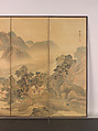 Travels through Mountains and Fields, Yosa Buson (Japanese, 1716–1783), Pair of six-panel folding screens; ink and color on silk, Japan