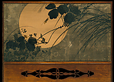 Autumn Grasses in Moonlight, Shibata Zeshin (Japanese, 1807–1891), Two-panel folding screen; ink, lacquer, silver, and silver leaf on paper, Japan
