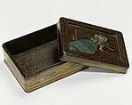 Box with Design of Benkei and a Bell, Shibata Zeshin  Japanese, Mokume-nuri, gold, silver, red, black lacquer, takamaki-e, hiramaki-e, Japan