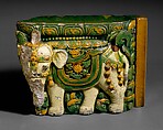 Door frame tile with elephant from the "Porcelain Pagoda", Glazed stoneware, China