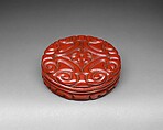 Box with pommel scroll, Carved red and black lacquer, China