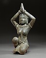 Kneeling Female Figure, Bronze inlaid with silver, traces of gold, Thailand