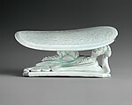 Pillow in Shape of Reclining Woman, Porcelain with incised and carved decoration under celadon glaze (Jingdezhen Qingbai ware), China