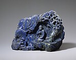 Seated luohan (arhat) in a grotto, Lapis lazuli, China