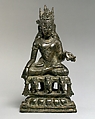 Akshobhya, the Transcendent Buddha of the East, Bronze with silver and copper overlays, Pakistan (Northwest Frontier Province, Swat Valley)