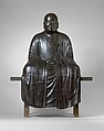 Portrait of a Zen Master, Lacquer on wood with inlaid crystal, Japan