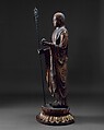 Jizō, the Bodhisattva of the Earth Store, Wood with lacquer, gold leaf, cut gold leaf (kirikane), and color, Japan