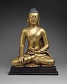 Buddha Shakyamuni or Akshobhya, the Buddha of the East, Gilt copper, Tibet