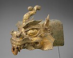 Rafter finial in the shape of a dragon’s head and wind chime, Gilt bronze, Korea