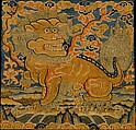 Rank Badge with Lion, Silk and metallic-thread tapestry (kesi), China
