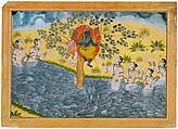 The Gopis Plead with Krishna to Return Their Clothing, Page from a Bhagavata Purana (Ancient Stories of Lord Vishnu) series, Ink, opaque watercolor, and gold on paper, India (Rajasthan, Bikaner)