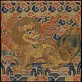 Rank Badge with Lion, Silk and metallic-thread embroidery on silk gauze, China