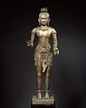 Standing Shiva (?), Gilt-copper alloy, silver inlay, Thailand