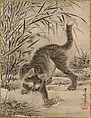 Cat Catching a Frog, Kawanabe Kyōsai 河鍋暁斎  Japanese, Album leaf; ink and color on silk, Japan