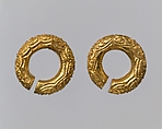 Pair of Round Earrings, Foliate, Gold, Indonesia (Central Java)