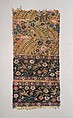 Kesi Panel with Tiger and Birds on Floral Ground, Silk, parchment-gold wrapped silk, Eastern China