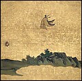 The Daoist Immortal Liezi, Kano School (Japanese, 1476–1559), Set of four sliding-door panels; ink, color, gold, and gold leaf on paper , Japan