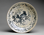Dish with "Magpie", Stoneware with cobalt underglaze, Vietnam