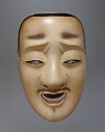 Chūjō Noh Mask, Genkyu Michinaga (Japanese, active second half of the 17th century), Cypress wood with white, black, and red pigments, Japan