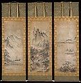 Eight Views of the Xiao and Xiang Rivers, One of a triptych of hanging scrolls; ink and color on paper, Japan