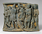Procession of Five Figures, Schist with traces of gold foil, Pakistan (ancient region of Gandhara)