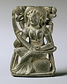 Mirror Handle with a Woman Playing the Lute, Chlorite schist, India (Jammu and Kashmir, ancient kingdom of Kashmir)