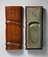 Inkstone with Bamboo Design, Green schist; wood case, China