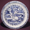 Dish with Design of Hare in Clouds, Porcelain with underglaze blue (Hizen ware, early Imari type), Japan