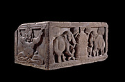 Pillar abacus: elephants venerating the Rāmagrāma stupa, Limestone, India, Amaravati Great Stupa, Guntur district, Andhra Pradesh