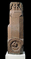 Railing pillar with lotus medallions and Jataka scenes, Sandstone, India, Mahabodhi temple, Bodhgaya, Bihar