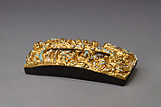 Ornamental Plaque, Gold inlaid with agate, turquoise, and mother-of-pearl, China