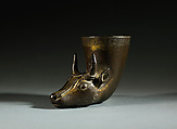 Cup in the shape of an ox-head, Shizheng (Chinese, act. ca. 16th–17th century), Parcel gilt copper alloy, China