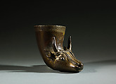 Cup in the shape of an ox-head, Shizheng (Chinese, act. ca. 16th–17th century), Parcel gilt copper alloy, China